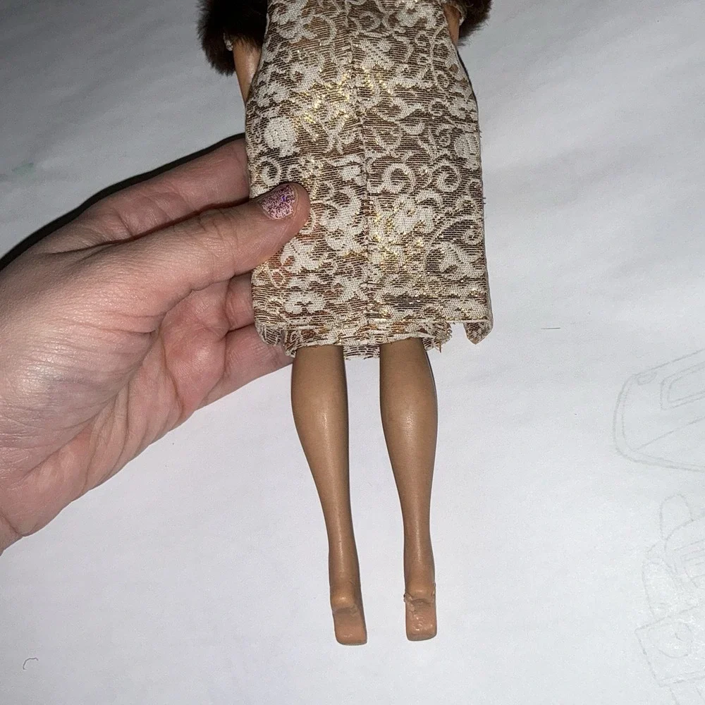 Vintage 1962 60s Barbie Evening Splendor Rare Collectible Gold Dress Jacket Fur
